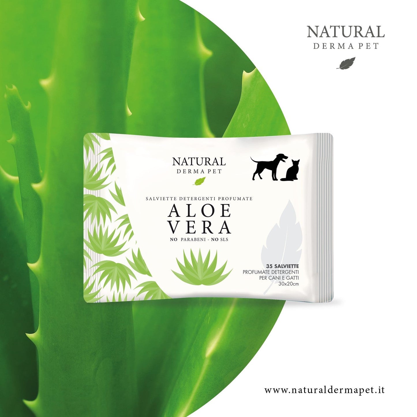 Wet Dog & Cat Wipes for Coat with Aloe Vera Scent – 35pcs