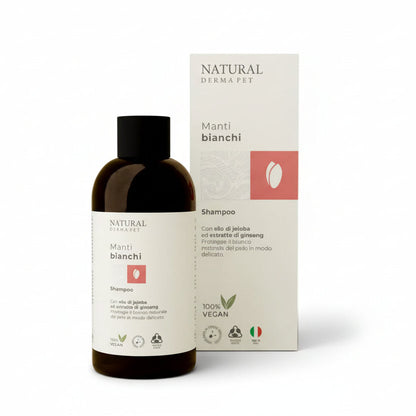 Suņu šampūns baltam apmatojumam ar jojobas eļļu un žeņšeņu