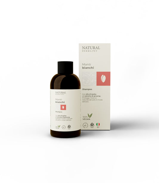 Suņu šampūns baltam apmatojumam ar jojobas eļļu un žeņšeņu