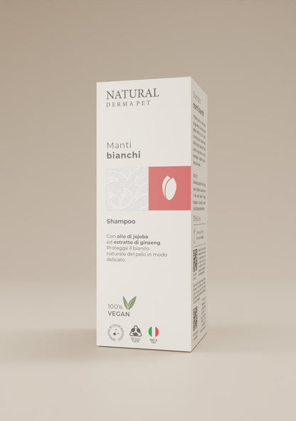Suņu šampūns baltam apmatojumam ar jojobas eļļu un žeņšeņu