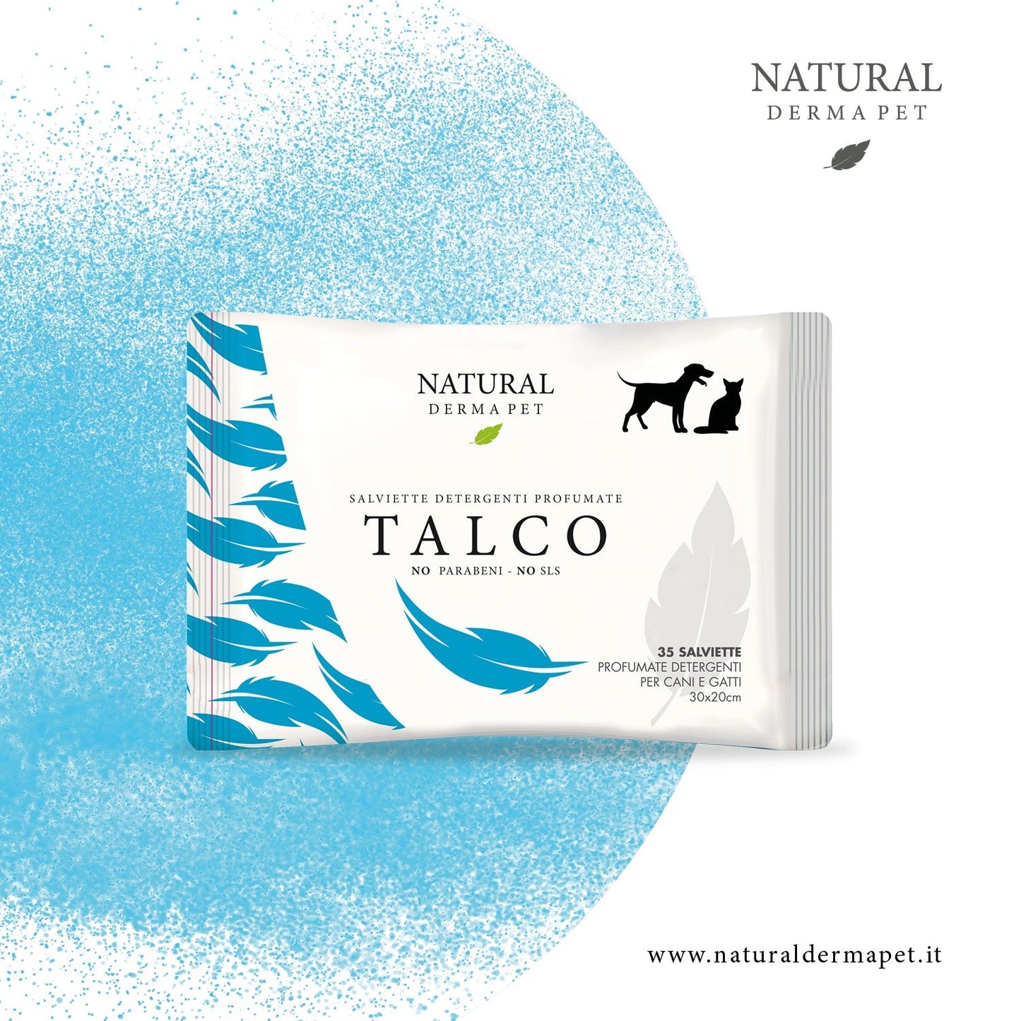 Wet Dog & Cat Wipes for Coat with Talcum Scent – 35pcs